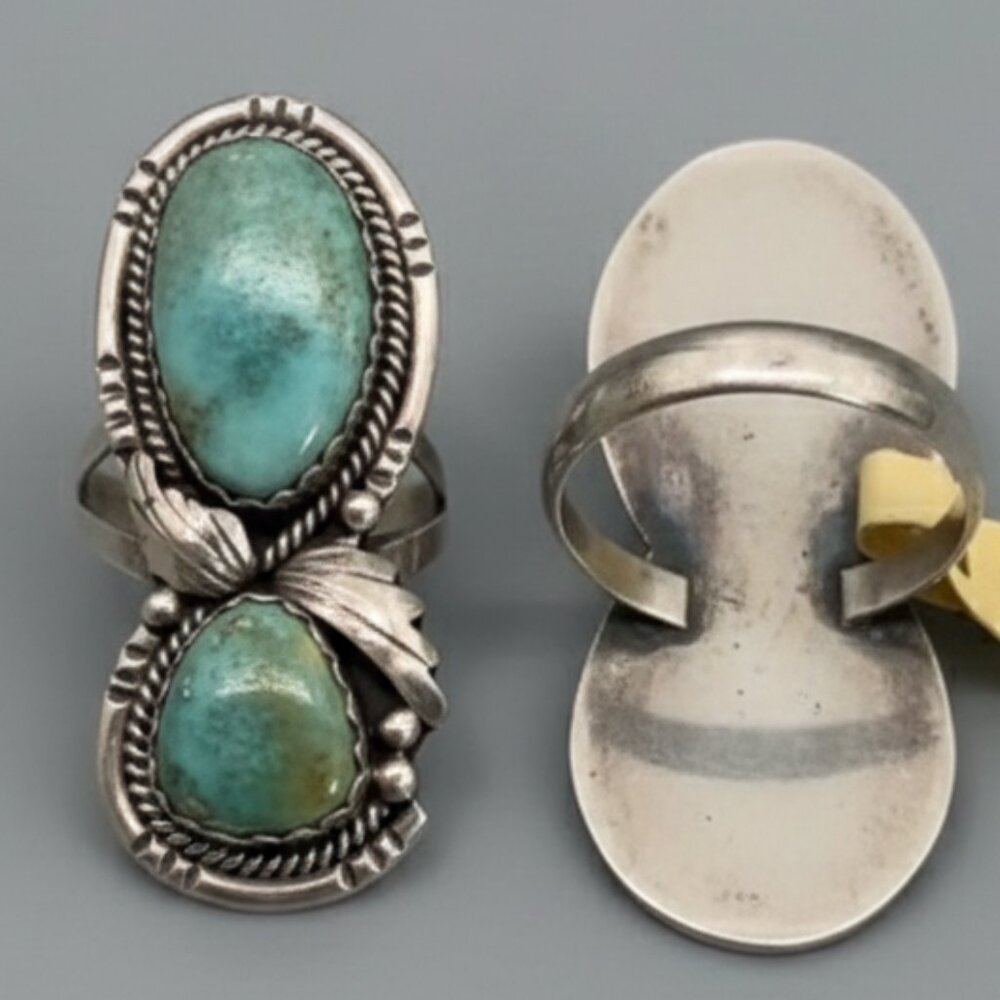 Native American Navajo sterling silver turquoise ring - Picture 3 of 7